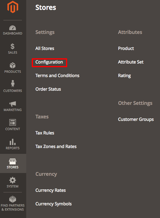 Selecting the store configuration